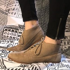 Brown suede booties